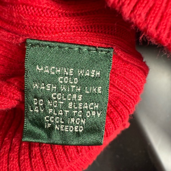 Lauren Ralph Lauren Vintage Red Collared Knit Sweater Womens Sz L - Picture 4 of 6